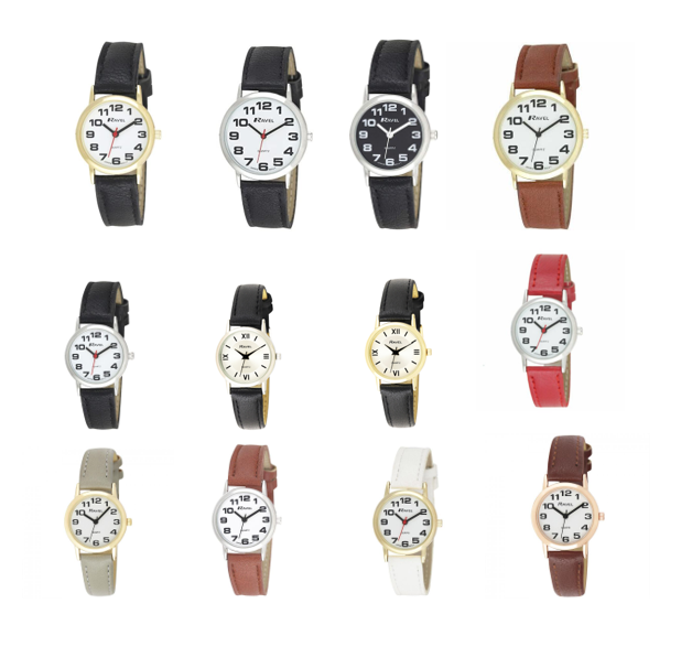 Ravel ladies classic faux leather strap watch r0105l available multiple colour
