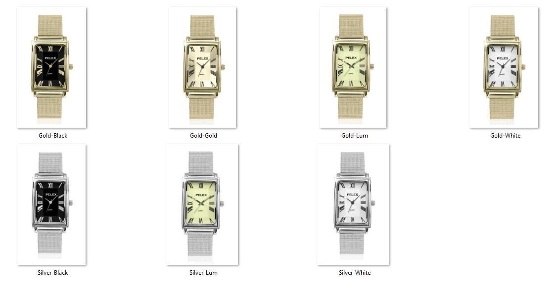 PELEX Gents Roman Numerals Expandable Bracelet Quartz Watch PLX-021 Available Multiple Colour