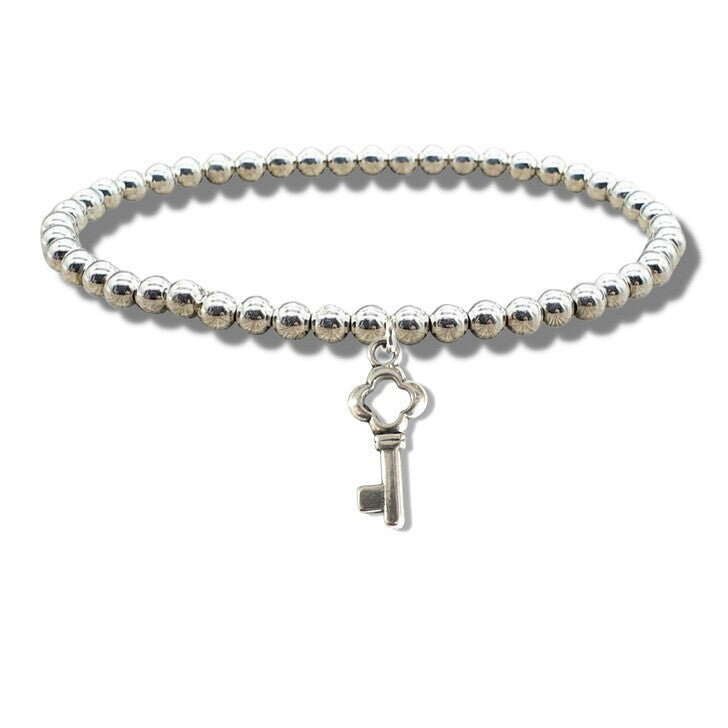 Key Silver Beaded Bracelet