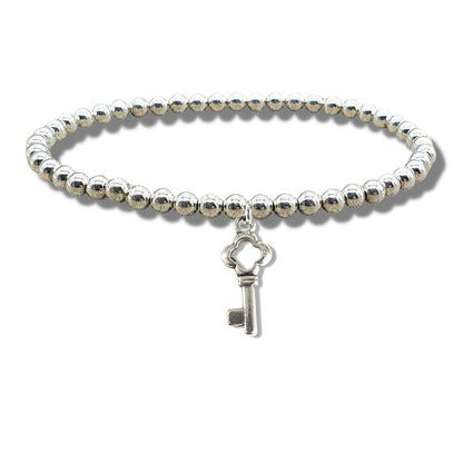 Key Silver Beaded Bracelet