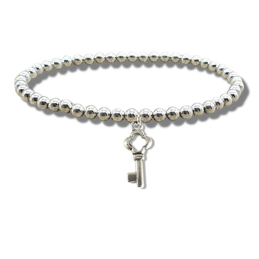 Key Silver Beaded Bracelet