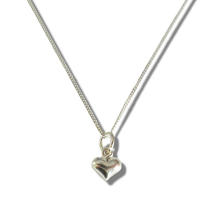 Girls Mini Puff Heart Silver Necklace