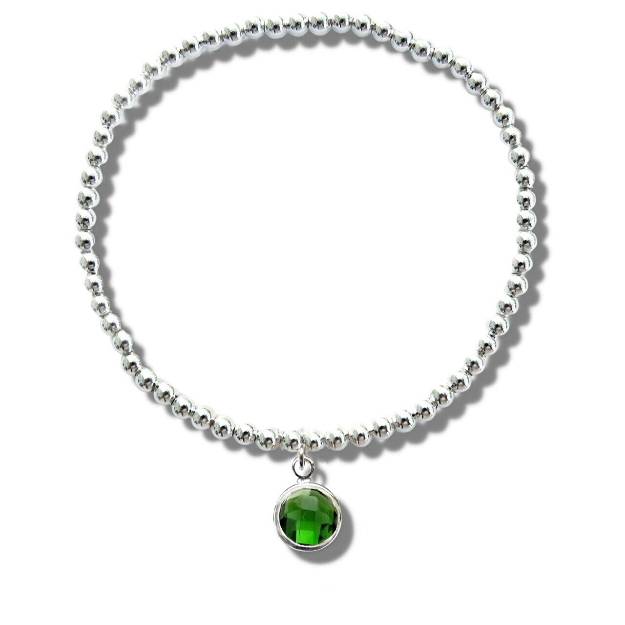 May Birthstone Beaded Bracelet - dark green