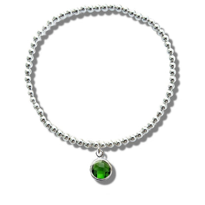May Birthstone Beaded Bracelet - dark green