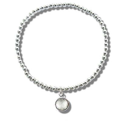April Birthstone Beaded Bracelet - clear crystal