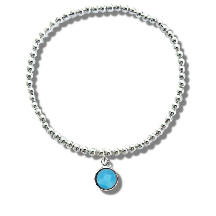March Birthstone Beaded Bracelet - light blue