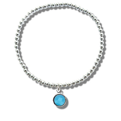 March Birthstone Beaded Bracelet - light blue
