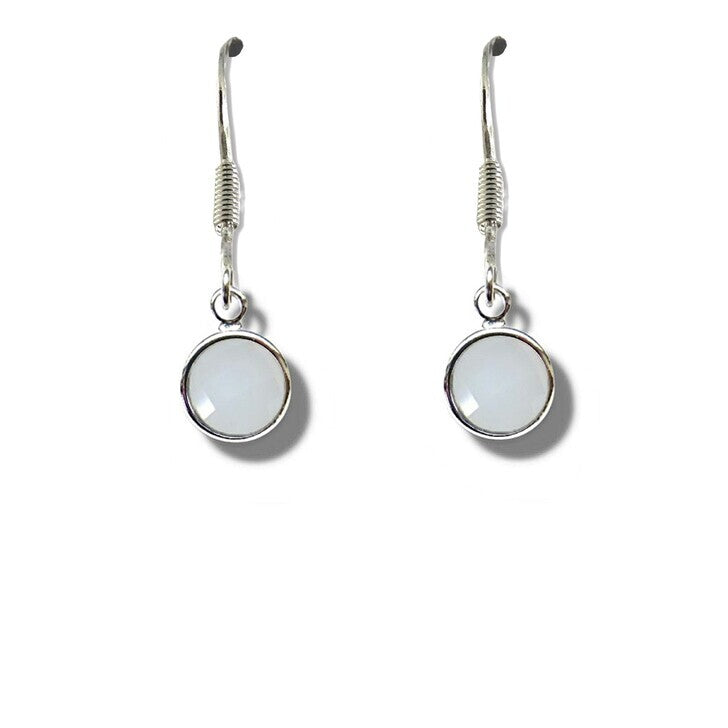 June Birthstone Drop Earrings - white