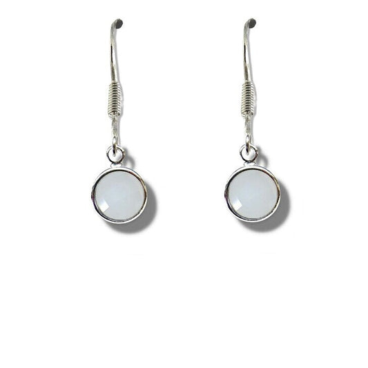 June Birthstone Drop Earrings - white