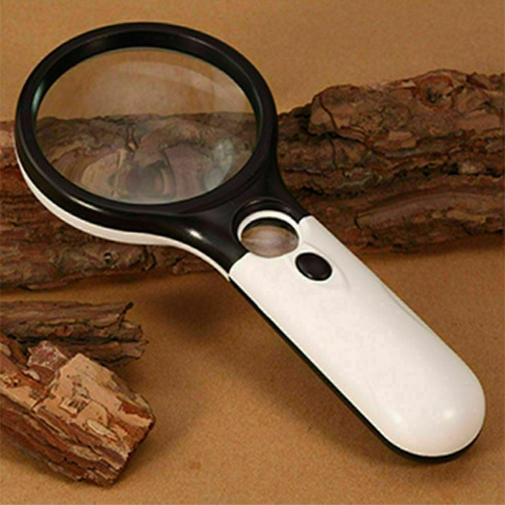 Magnifying Glass with Light LED Illuminated Magnifier with 3X 45X Magnification, Reading Magnifying Glass Jewellery Loupe Handheld