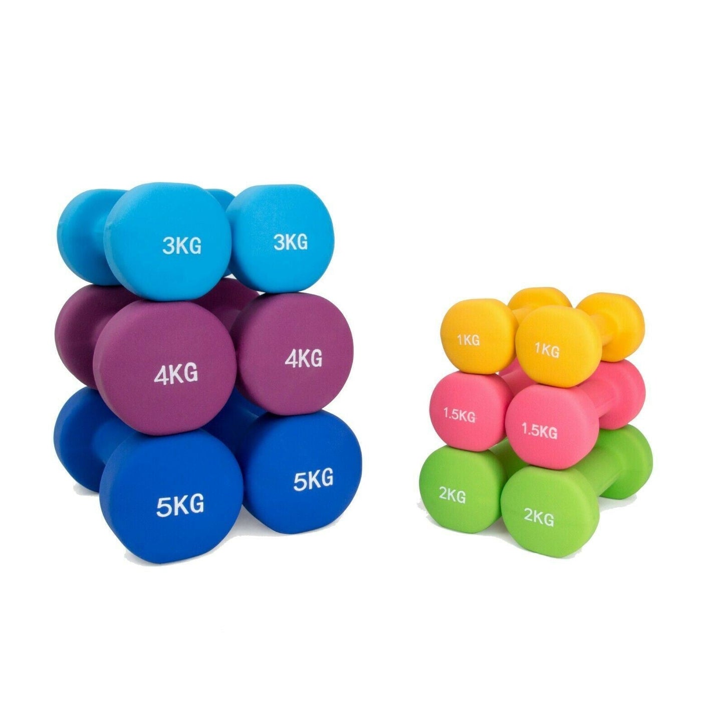 Pair of Neoprene Dumbbells Weights - Solid Iron Construction Dark Blue 3kg