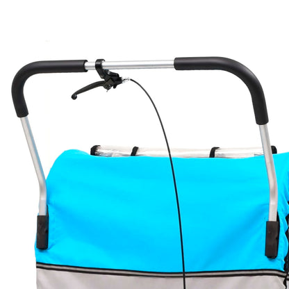 2-in-1 Kids' Bicycle Trailer & Stroller Light Blue and Grey