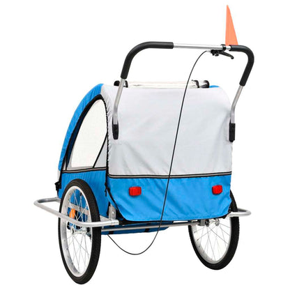 2-in-1 Kids' Bicycle Trailer & Stroller Dark Blue and Grey