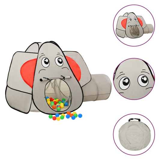 Elephant Children Play Tent with 250 Balls Grey 174x86x101 cm