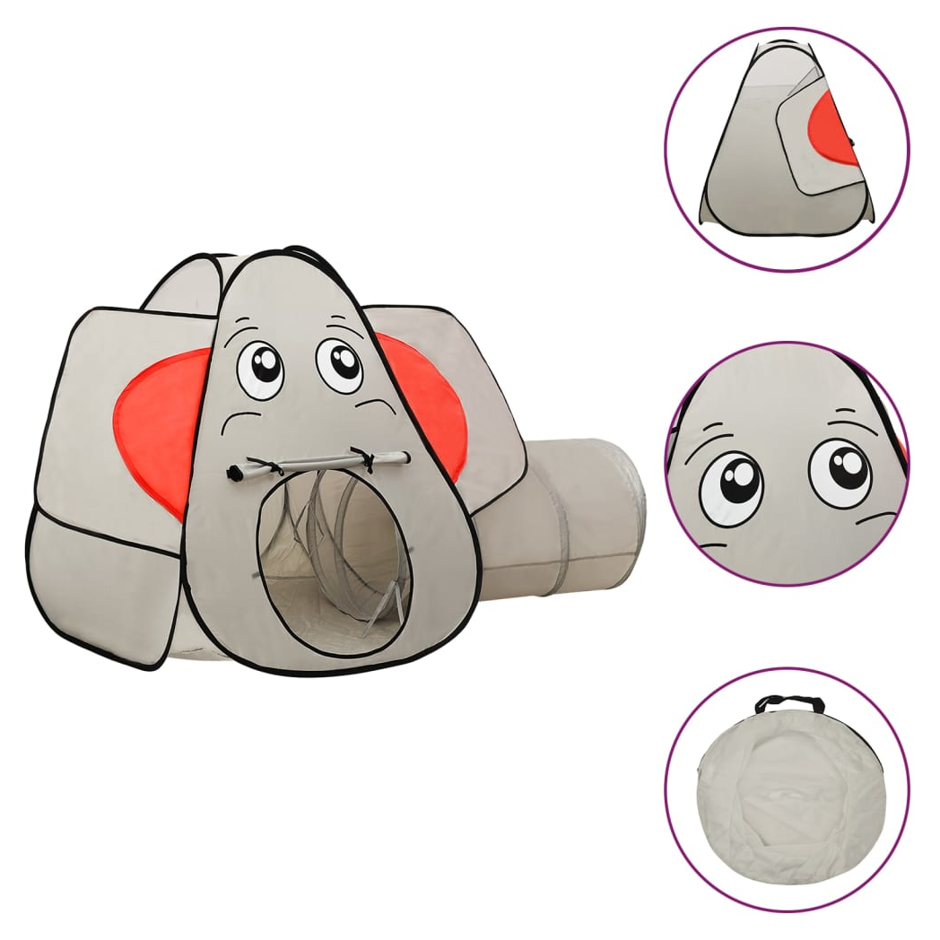Elephant Children Play Tent with 250 Balls Grey 174x86x101 cm