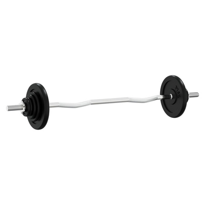 Barbell with Plates 90 kg Cast Iron & Chrome Plated Steel