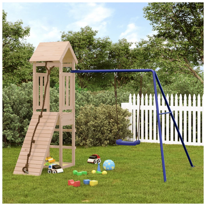 Playhouse with Climbing Wall Swing Solid Wood Pine