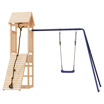 Playhouse with Climbing Wall Swing Solid Wood Pine