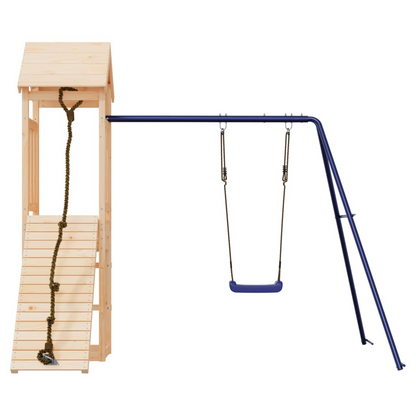 Playhouse with Climbing Wall Swing Solid Wood Pine