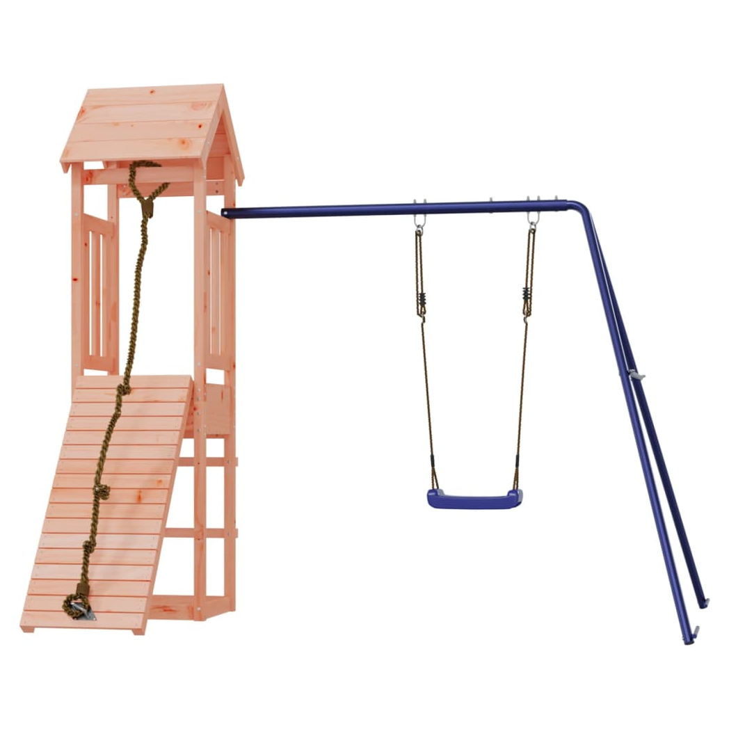 Playhouse with Climbing Wall Swing Solid Wood Douglas