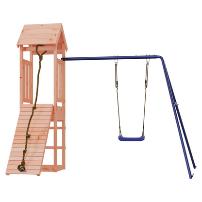 Playhouse with Climbing Wall Swing Solid Wood Douglas