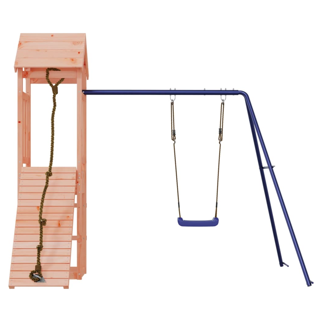 Playhouse with Climbing Wall Swing Solid Wood Douglas