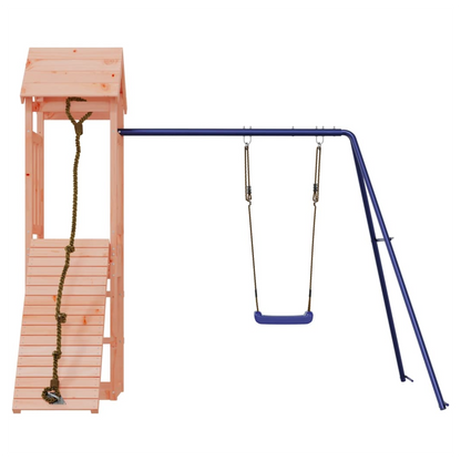 Playhouse with Climbing Wall Swing Solid Wood Douglas