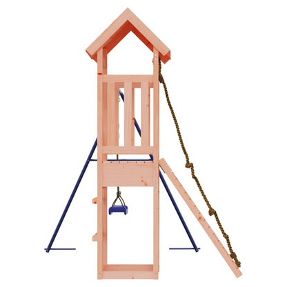 Playhouse with Climbing Wall Swing Solid Wood Douglas