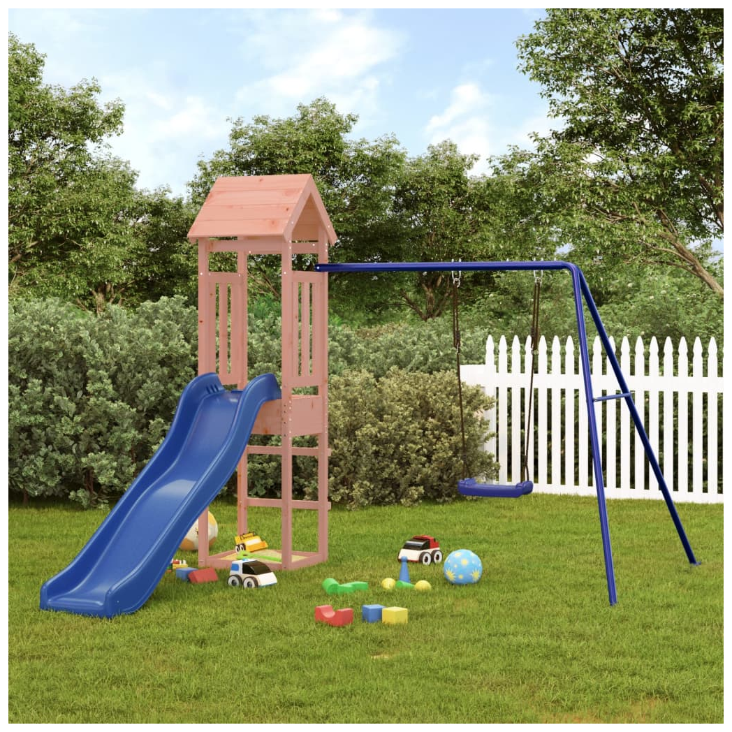 Playhouse with Slide Swing Solid Wood Douglas