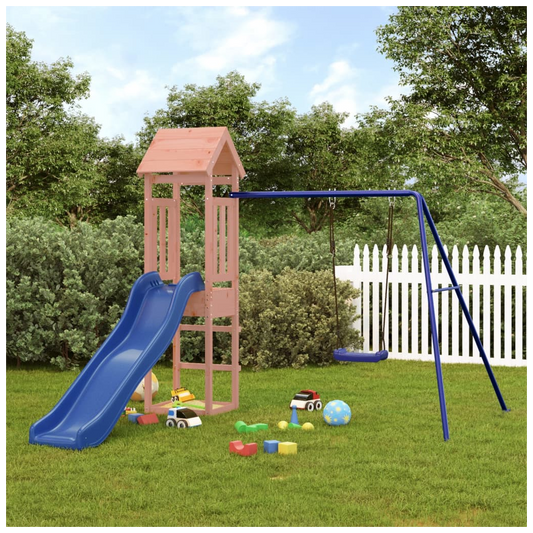 Playhouse with Slide Swing Solid Wood Douglas