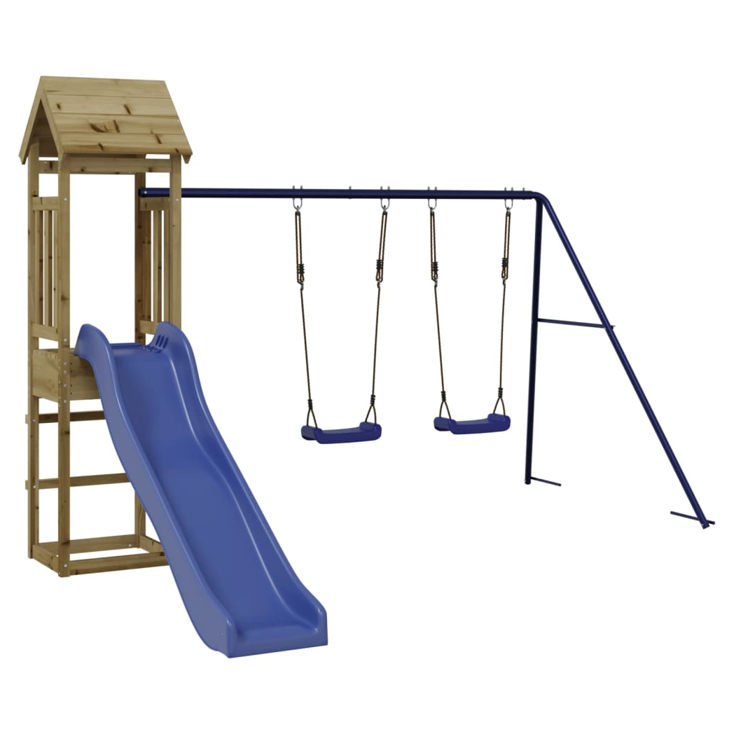 Playhouse with Slide Swings Impregnated Wood Pine