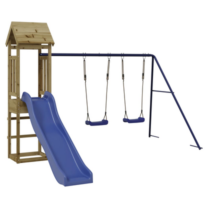 Playhouse with Slide Swings Impregnated Wood Pine