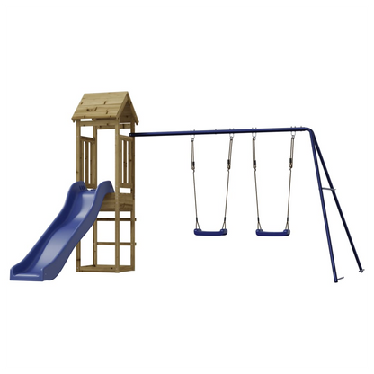 Playhouse with Slide Swings Impregnated Wood Pine