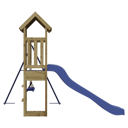 Playhouse with Slide Swings Impregnated Wood Pine