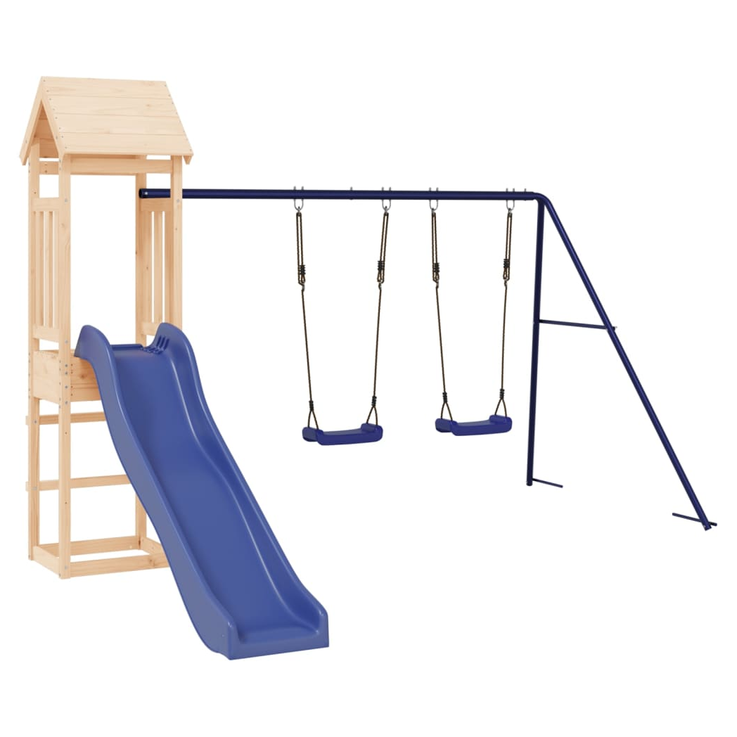 Playhouse with Slide Swings Solid Wood Pine