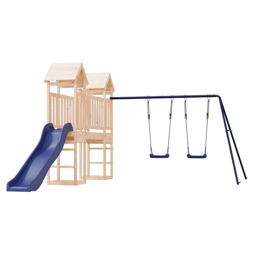 Playhouse with Slide Swings Solid Wood Pine