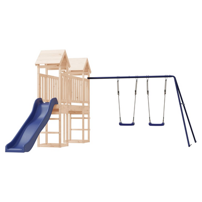 Playhouse with Slide Swings Solid Wood Pine