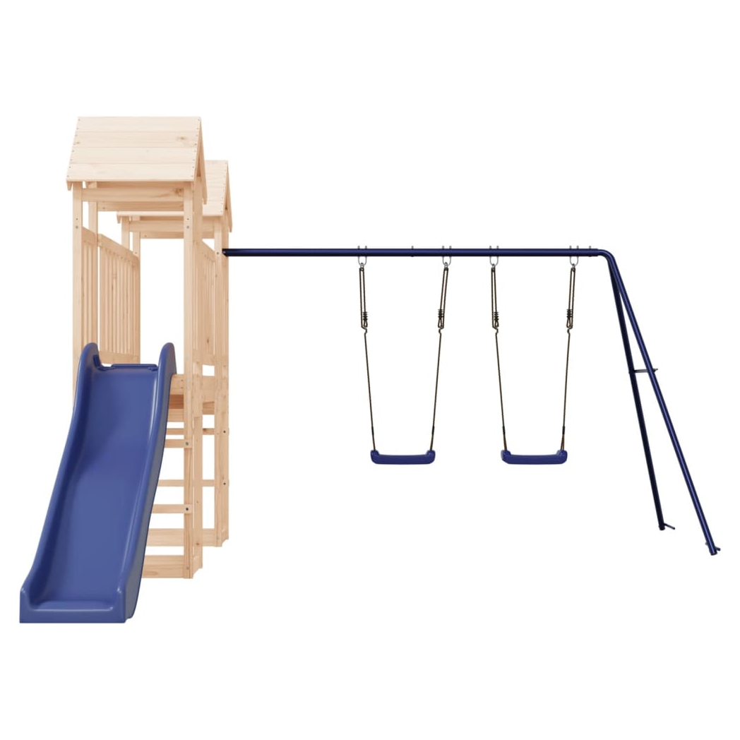 Playhouse with Slide Swings Solid Wood Pine