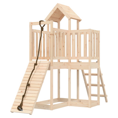 Playhouse with Climbing Wall Solid Wood Pine