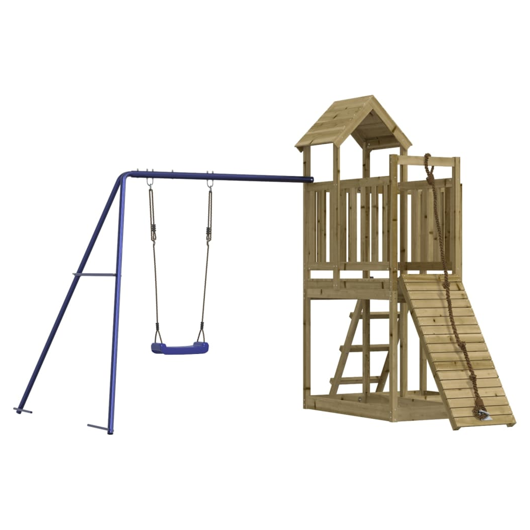 Playhouse with Climbing Wall Swing Impregnated Wood Pine