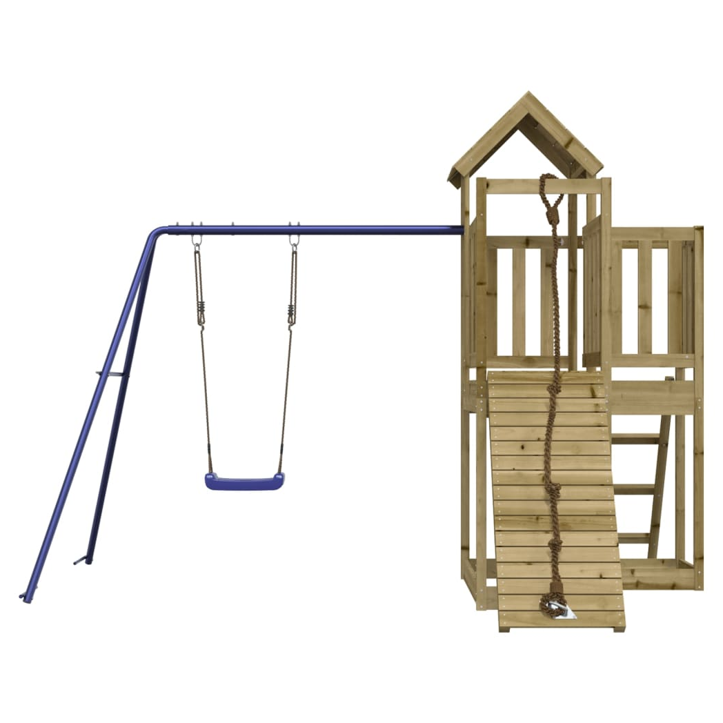 Playhouse with Climbing Wall Swing Impregnated Wood Pine