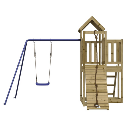 Playhouse with Climbing Wall Swing Impregnated Wood Pine