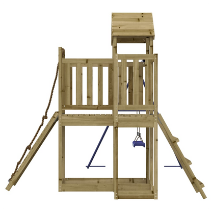 Playhouse with Climbing Wall Swing Impregnated Wood Pine