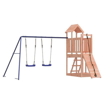 Playhouse with Climbing Wall Swings Solid Wood Douglas