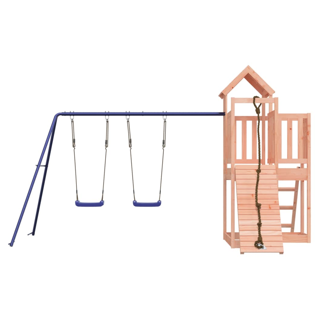 Playhouse with Climbing Wall Swings Solid Wood Douglas