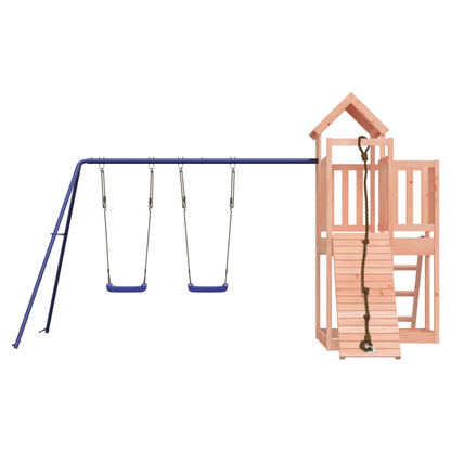 Playhouse with Climbing Wall Swings Solid Wood Douglas