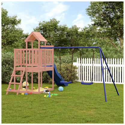 Playhouse with Slide Swings Solid Wood Douglas
