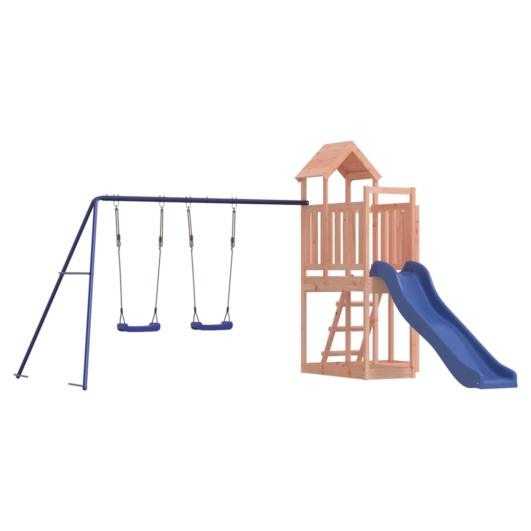 Playhouse with Slide Swings Solid Wood Douglas