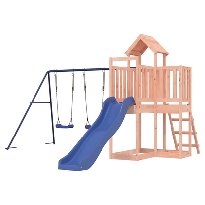 Playhouse with Slide Swings Solid Wood Douglas