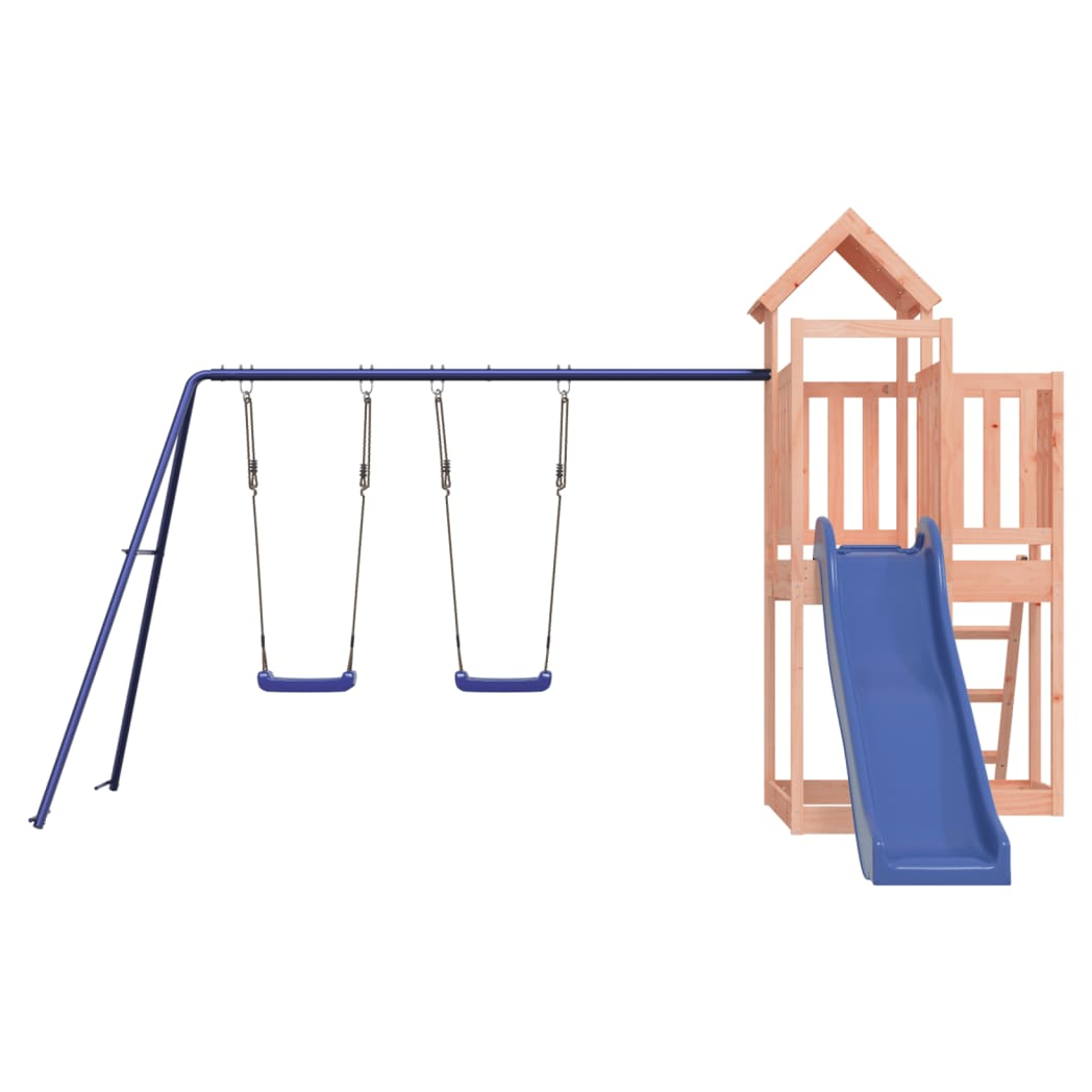 Playhouse with Slide Swings Solid Wood Douglas